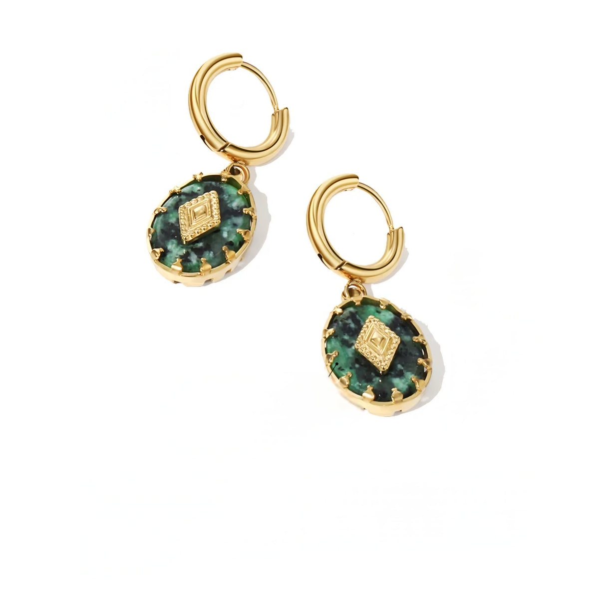 Turquoise Natural Stone Gold Earring