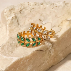 Zirconia Leaf Adjustable Ring