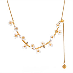 Flower Drop Chain Necklace