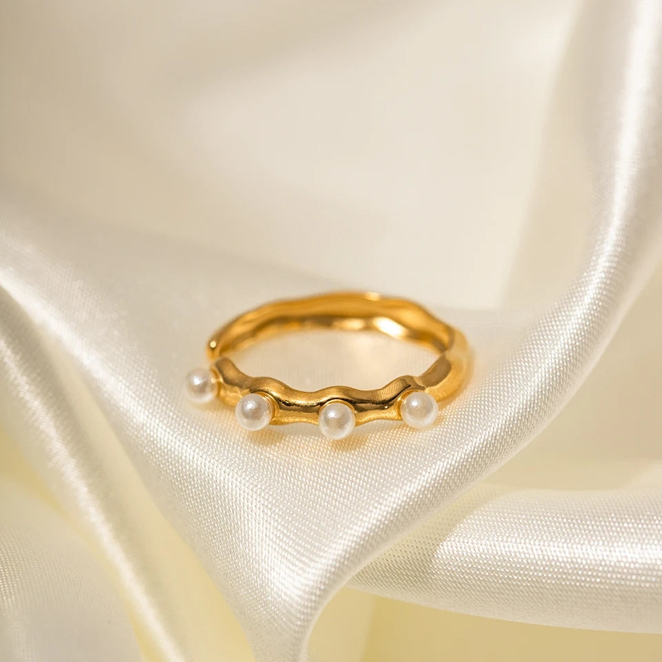 Imitation Pearl Adjustable  Ring