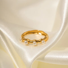 Imitation Pearl Adjustable  Ring