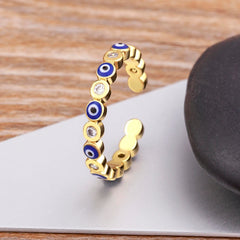 Evil eye Rhinstone Adjustable Ring