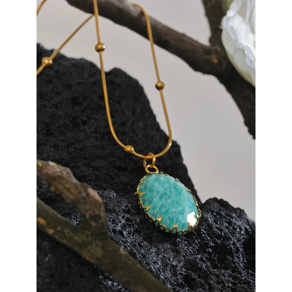 Blue Natural Amazonite Stone Pendant