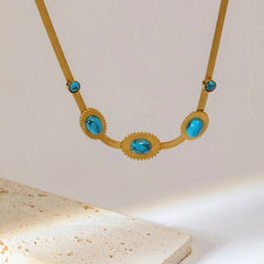 Vintage Oval Stone Necklace