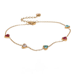 Colourful White Heart Anklet