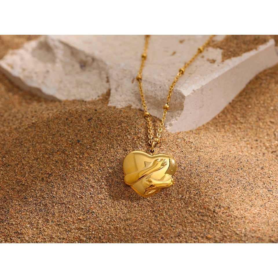 Heart Embrace Pendant Necklace