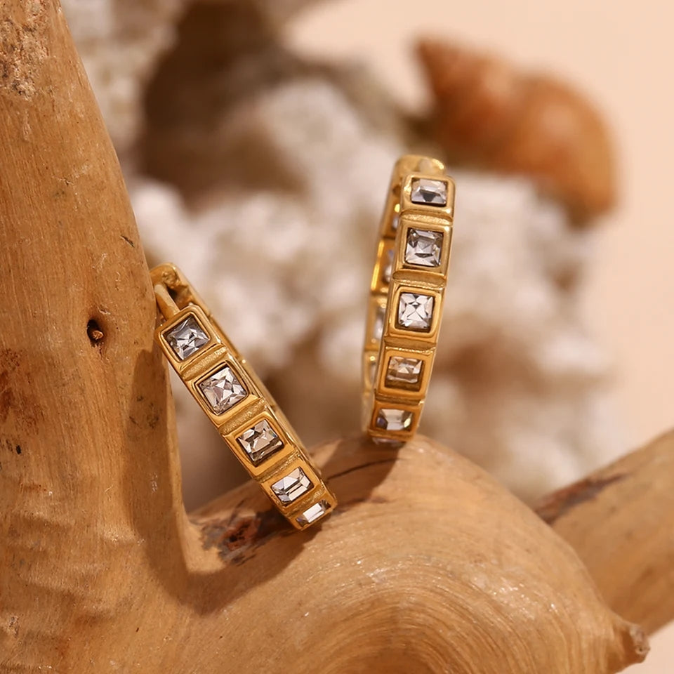 Square Zircon Hoop Earrings