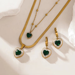 Green Heart Crystal Set