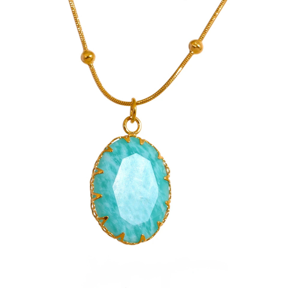 Blue Natural Amazonite Stone Pendant