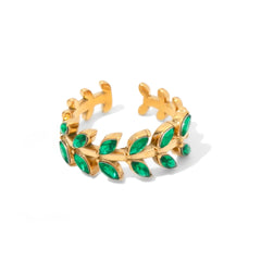 Zirconia Leaf Adjustable Ring