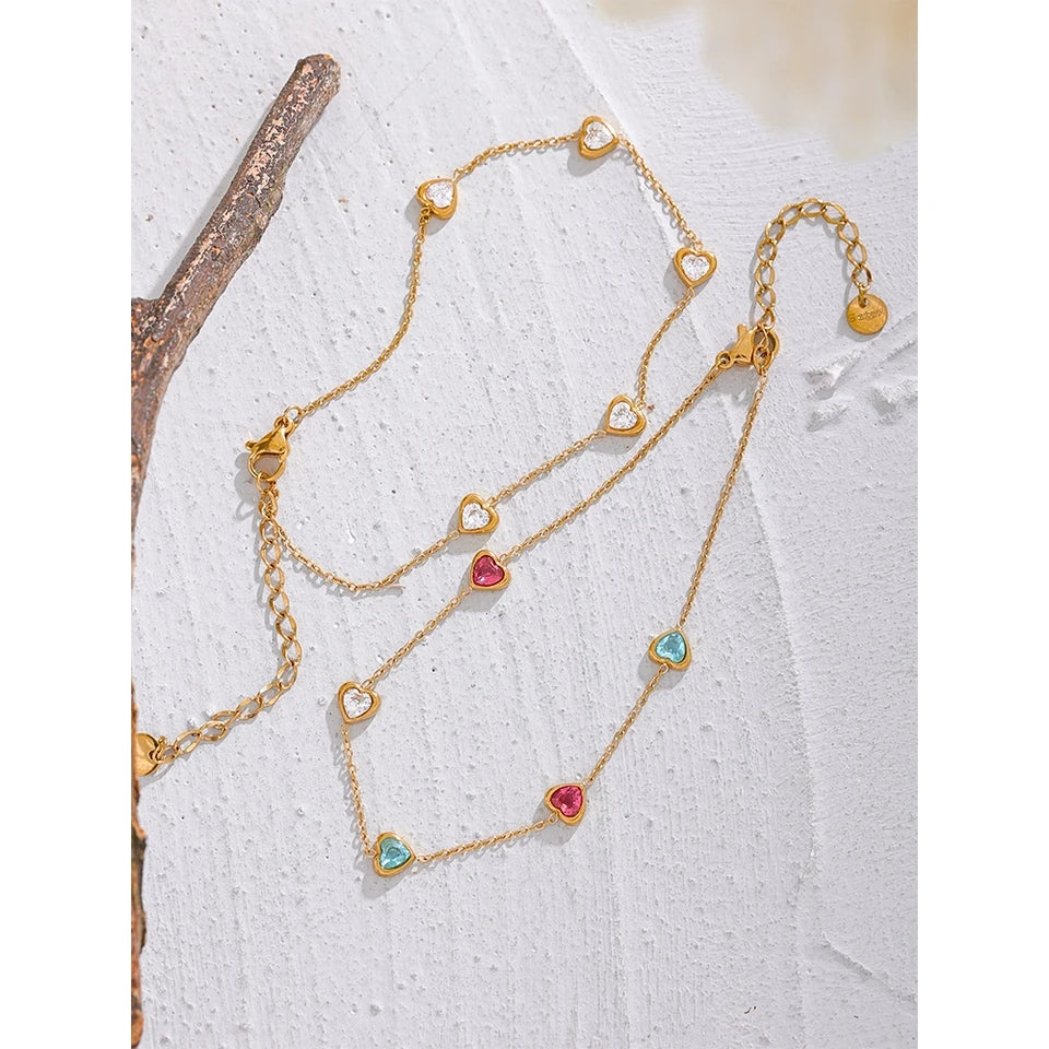 Colourful White Heart Anklet