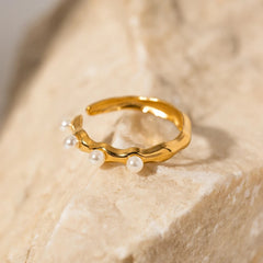 Imitation Pearl Adjustable  Ring