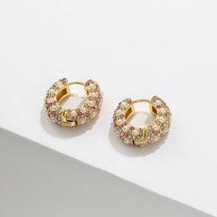 Pearl Rhinestone Huggies Earrings