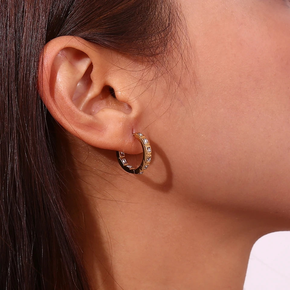 Square Zircon Hoop Earrings