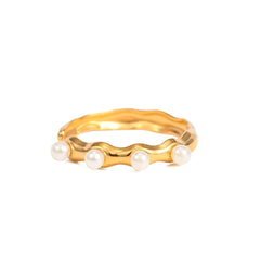 Imitation Pearl Adjustable  Ring