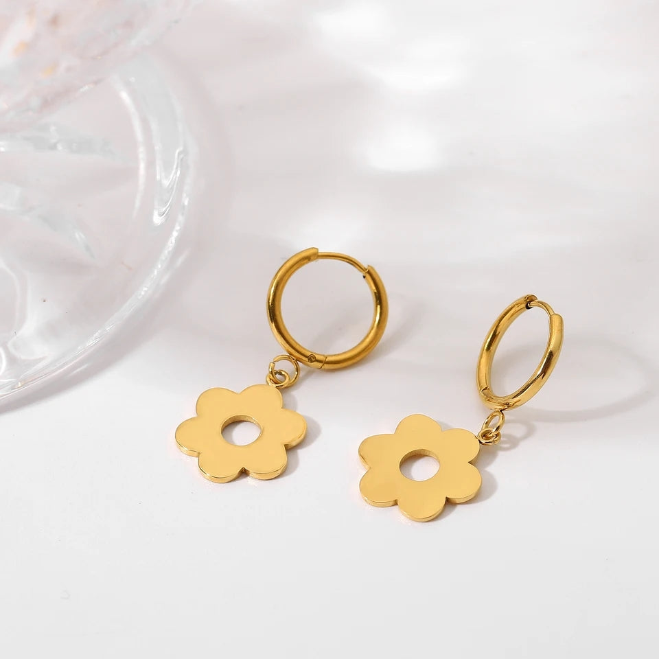 Flower Hoop Earrings