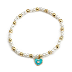 Evil Eye Adjustable Pearl/Bead Bracelet