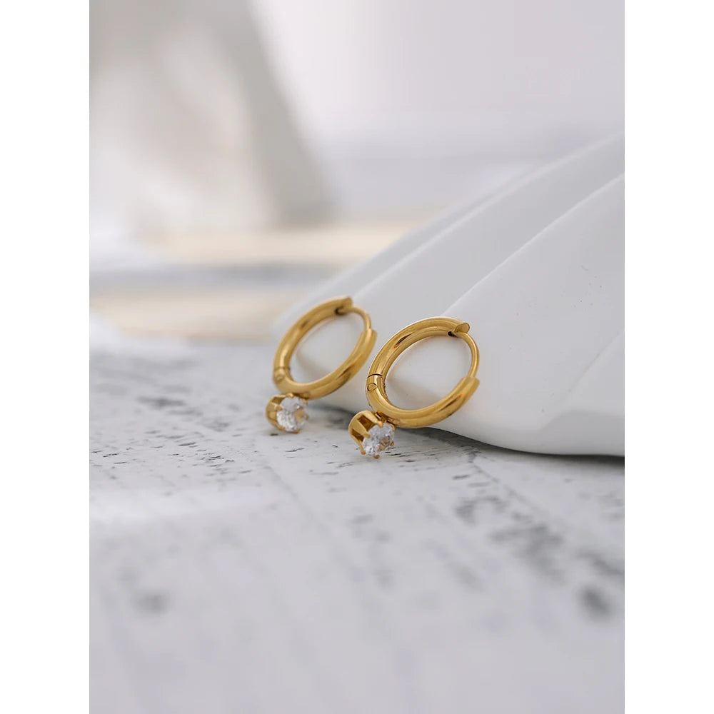 Zirconia Minimalist Hoop Earrings