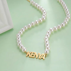 Custom Pearl Name Necklace