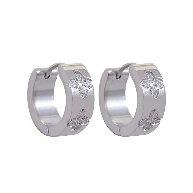 Coloured Hoop Waterproof Zirconia Earrings