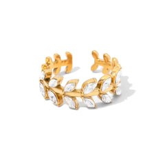 Zirconia Leaf Adjustable Ring