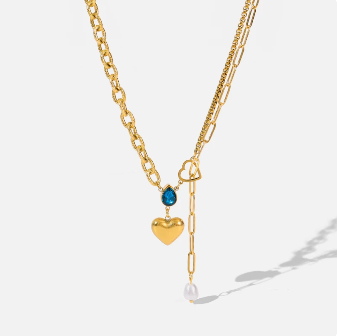 Blue Zircon Heart Necklace