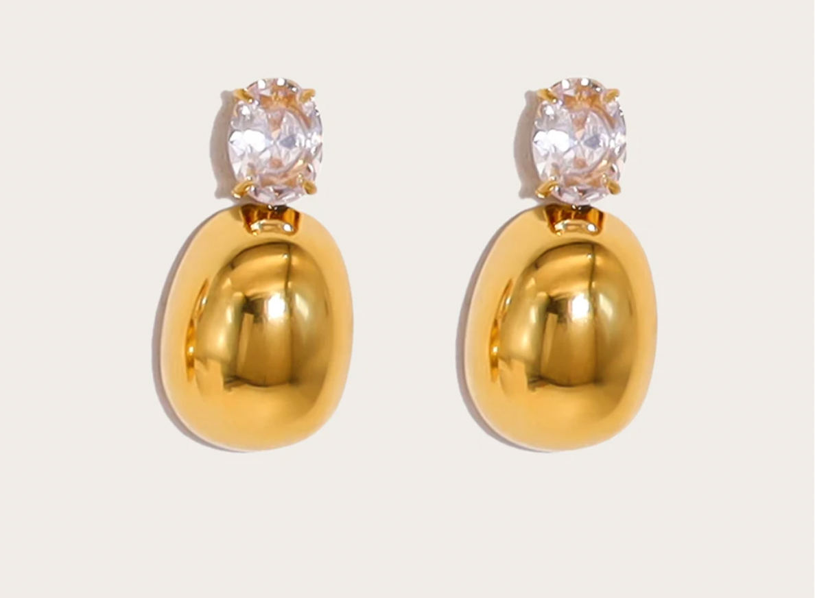 Glossy Zircon Drop Earrings