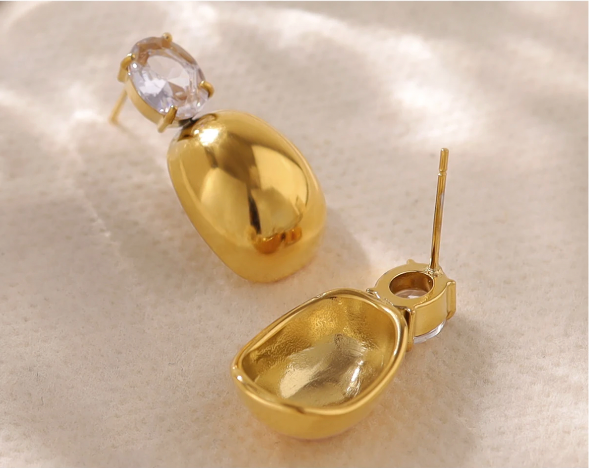 Glossy Zircon Drop Earrings