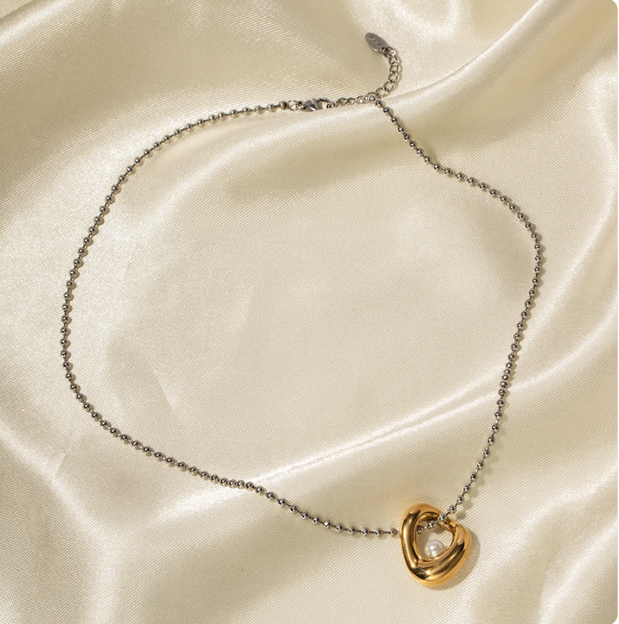 Pearl Bead Golden Silver Necklace