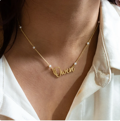 Dainty Pearl Custom Name Necklace