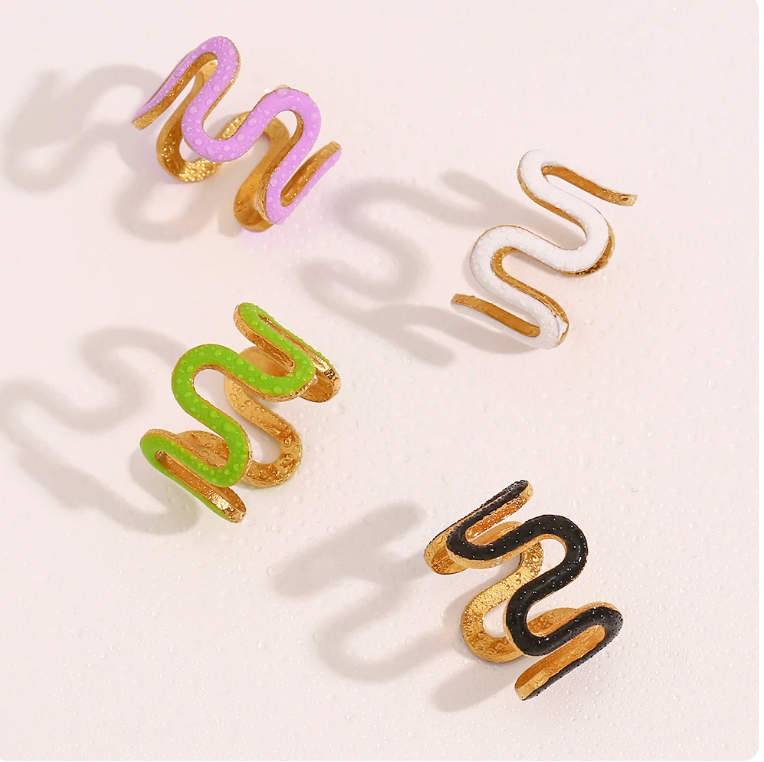 Enamel Wavy Finger Rings