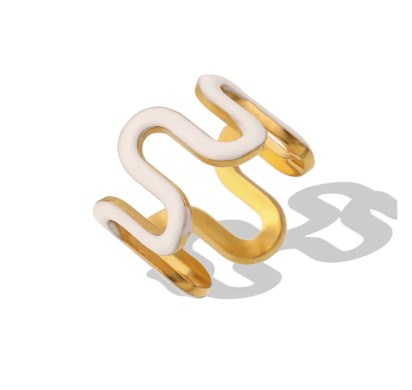 Enamel Wavy Finger Rings