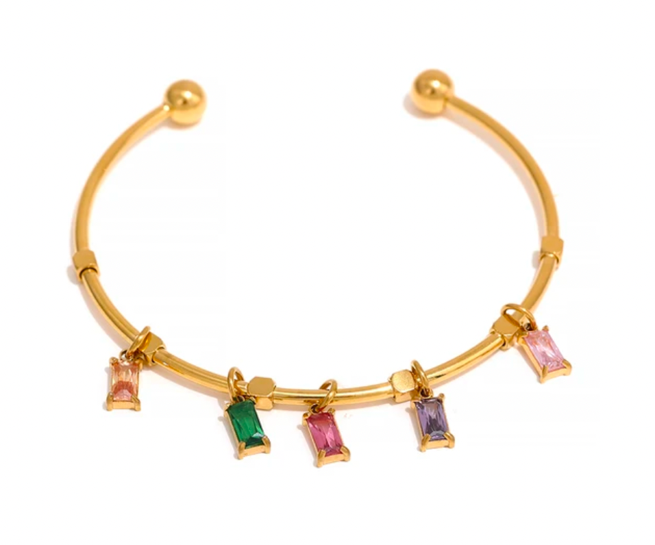 Zirconia Colourful Pendant Bracelet Bangle