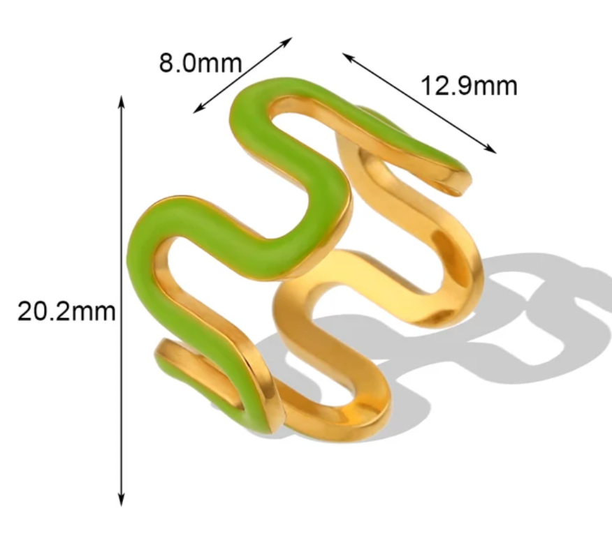 Enamel Wavy Finger Rings