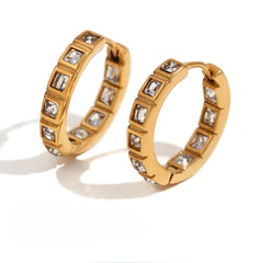 Square Zircon Hoop Earrings