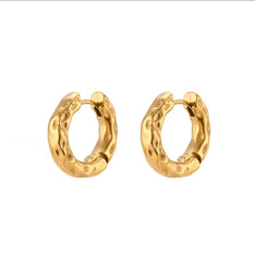 Hammered Gold Plated Hoop Earrings