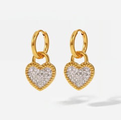 Heart Shaped Cubic Zirconia 18K Gold Plated Earring